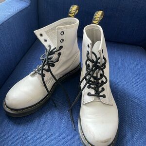 Dr. Martens White Leather Women's Boots